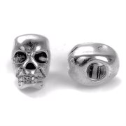Perle skull - dødningehoved med stort hul. Sølvfarvet. 12 mm